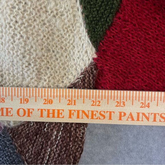 VIntage Hand Knit Patchwork  Cardigan Sweater Mohair Blend sz.L/XL #KK - Picture 7 of 7